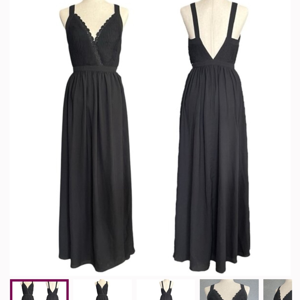 Fame and Partners Black Scalloped Maxi Dress